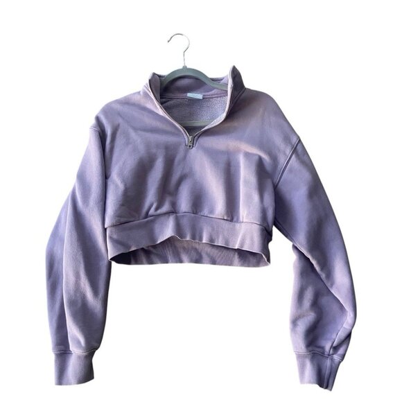 TNA Cozy Fleece Perfect 1/4 Zip Sweatshirt Cropped Size M - Picture 3 of 6